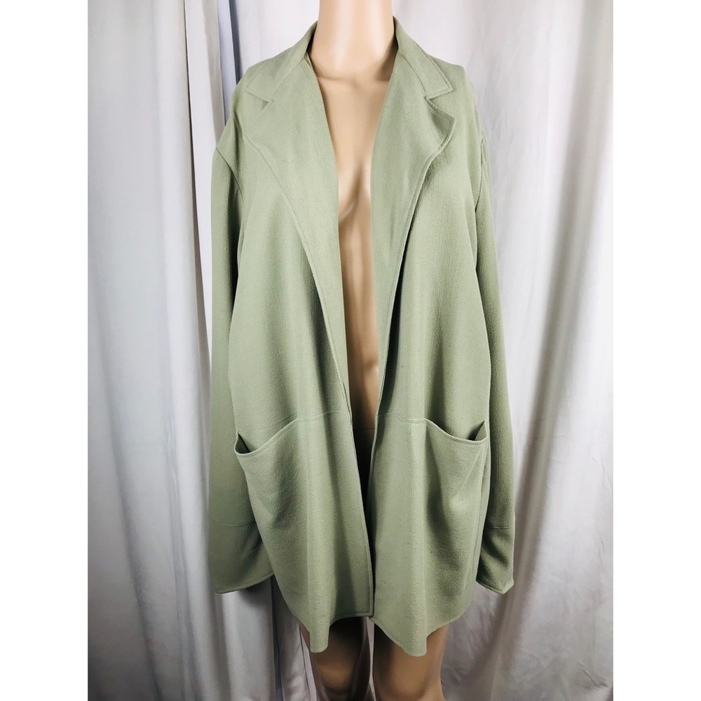 Classic Jean Muir 100% Silk Long Green Cardigan